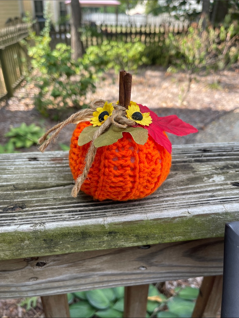 Handmade, crocheted Pumpkin